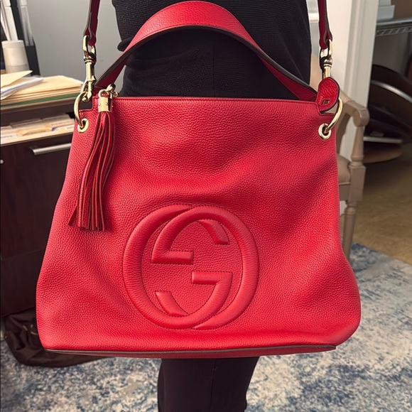 Gucci Handbags - Gucci Red Soho Leather Hobo Bag